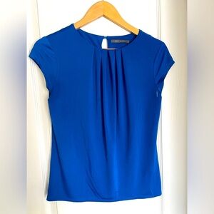 Suzy Shier Royal Blue Pleated Blouse